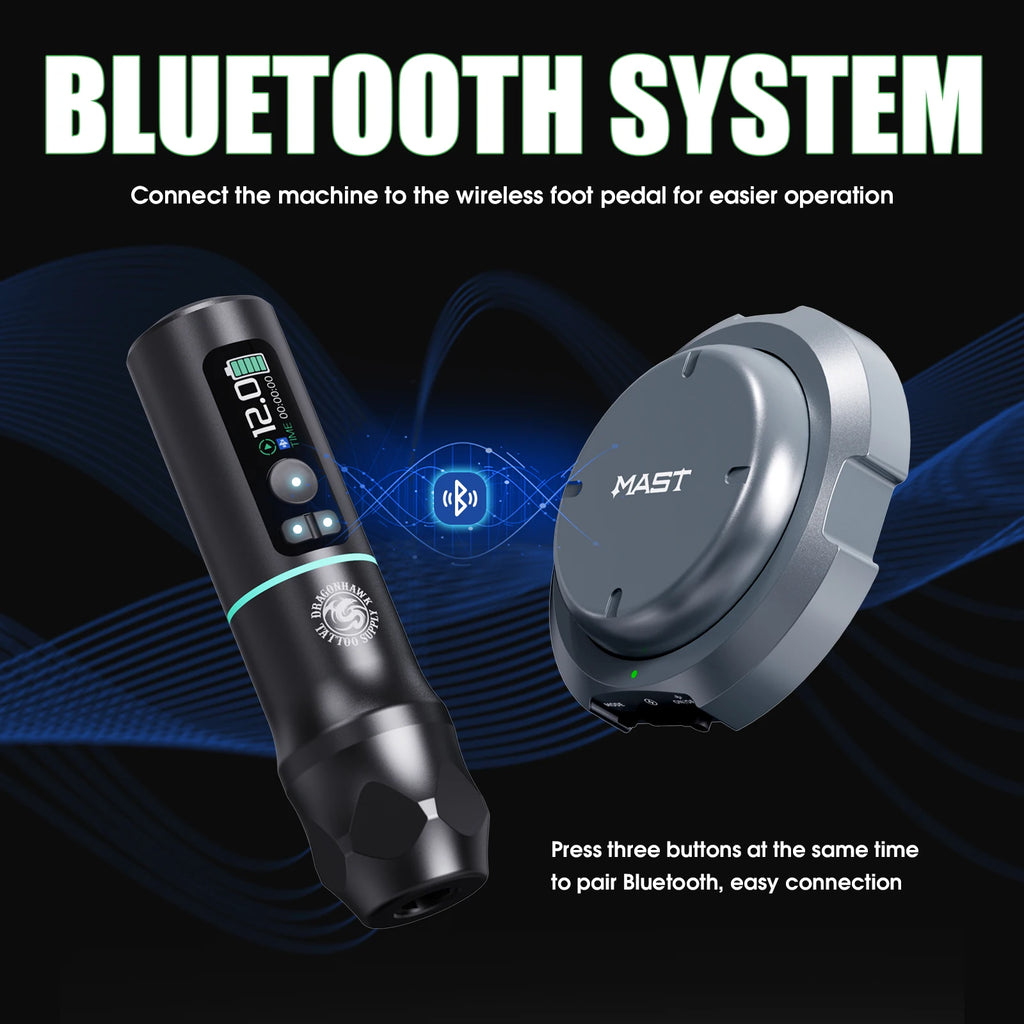 Dragonhawk X20 Pro Wireless Tattoo Pen HD Color Screen Replaceable 2000mAh Battery 3.5mm Stroke For Lining Shading Coloring