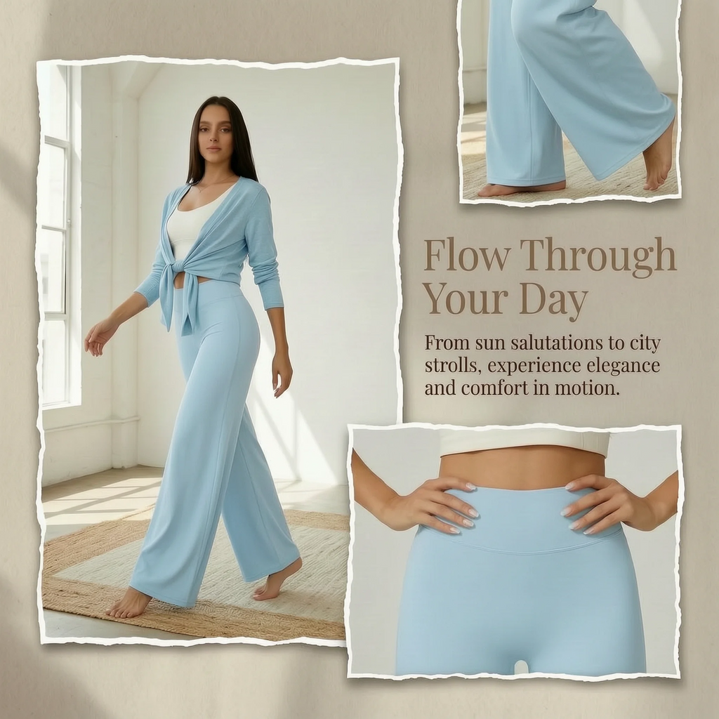 Women High Waist Wide Leg Yoga Pants Loose Flare Leggings Tummy Control Straight Workout Trousers Casual Lounge Pants Fitness