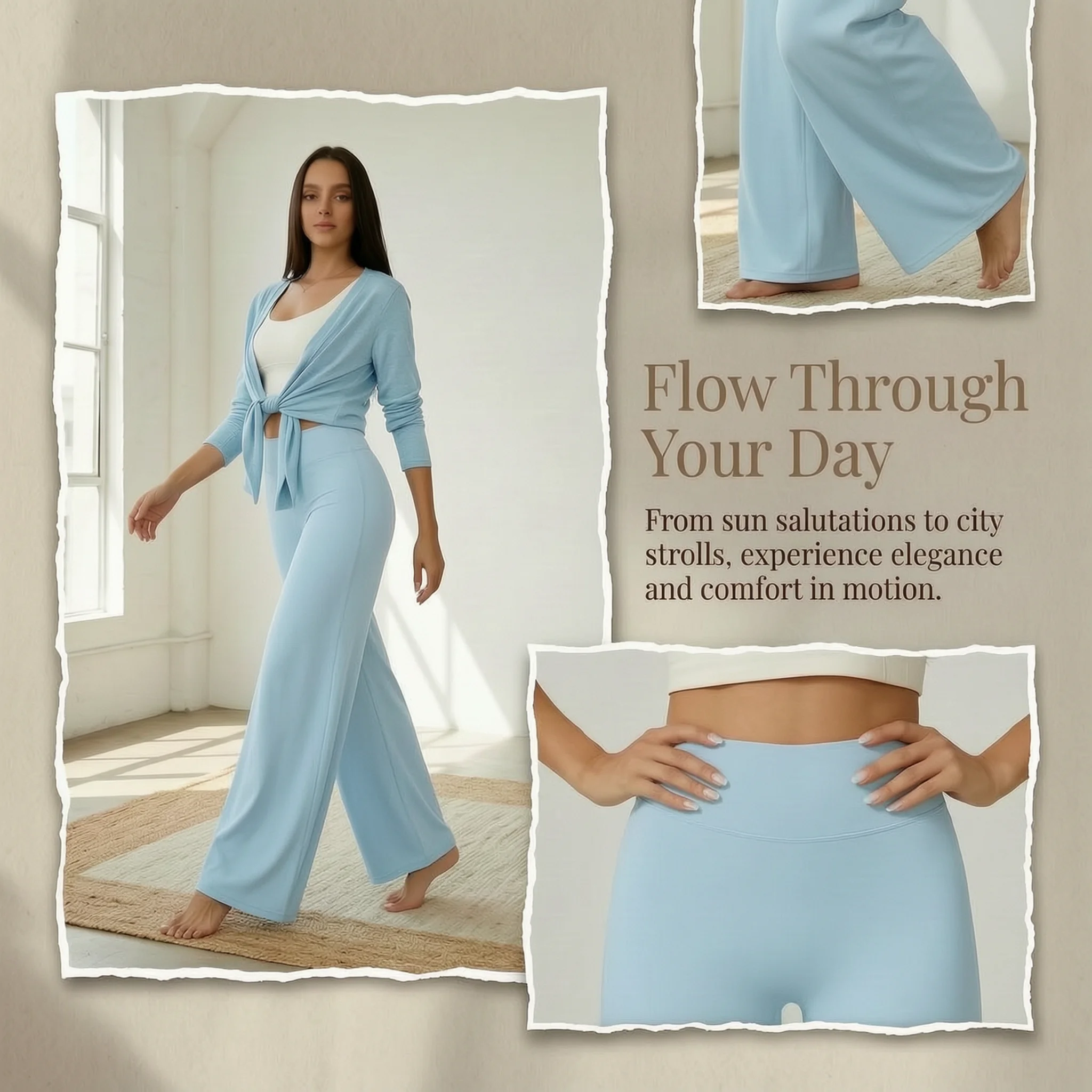 Women High Waist Wide Leg Yoga Pants Loose Flare Leggings Tummy Control Straight Workout Trousers Casual Lounge Pants Fitness