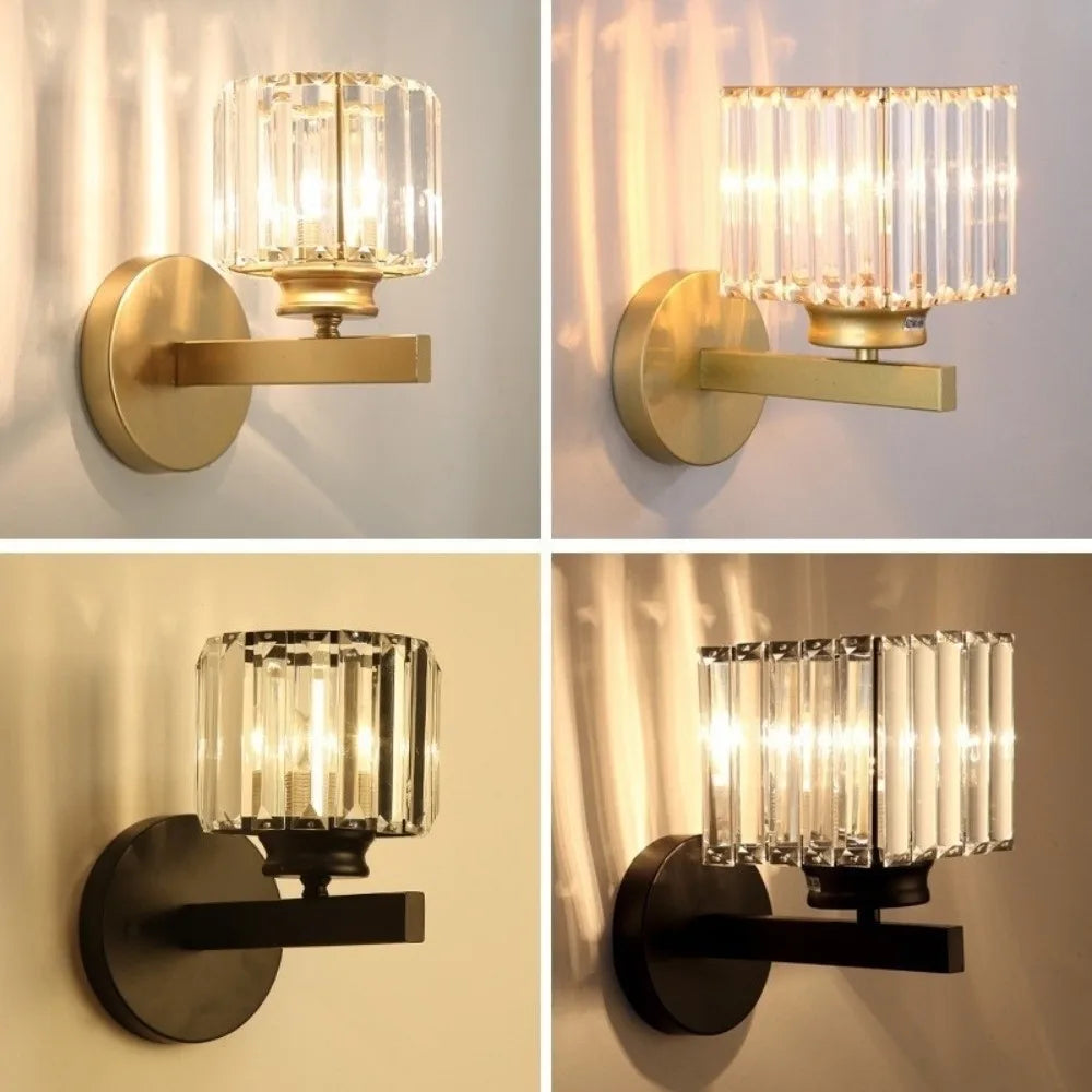Light Luxury Crystal Wall Lamp LED Lighting 3 Colors Changing Night Light Wall Mounted Dimmable Decorative Lamp Room Lighting