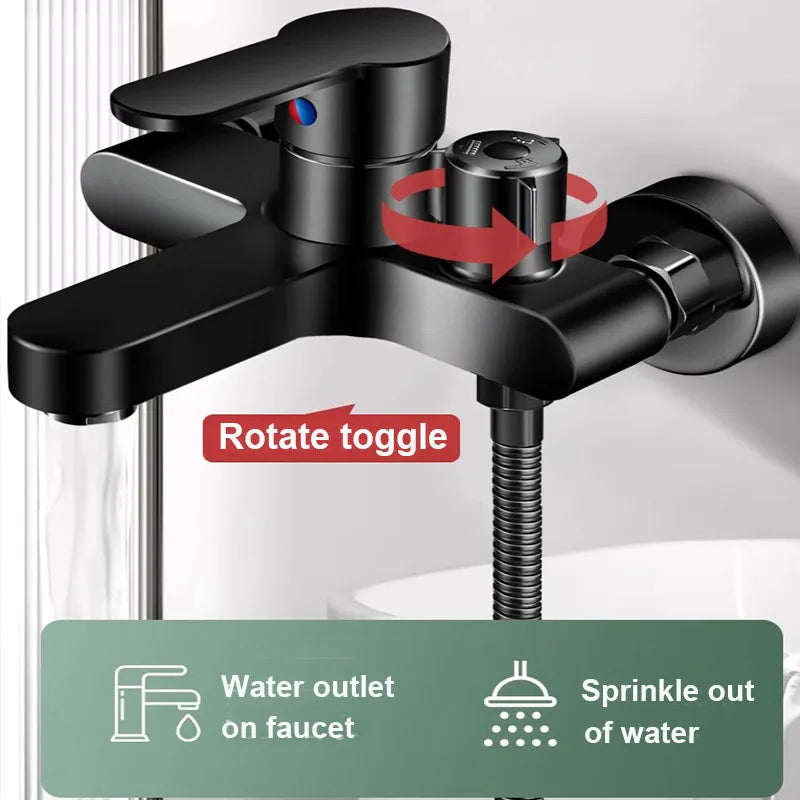 Chrome Bathroom Shower Faucet Brass Wall Mounted Hot Cold Water Dual Spout Mixer Tap For Bathroom Splitter Bath Shower Basin