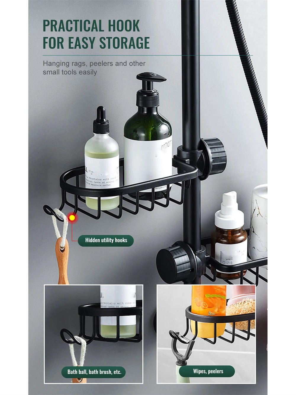 Bathroom Shower Rack Storage Rack Perforated Shower Storage Sponge Unidirectional Drainage Storage Rack Household And Household