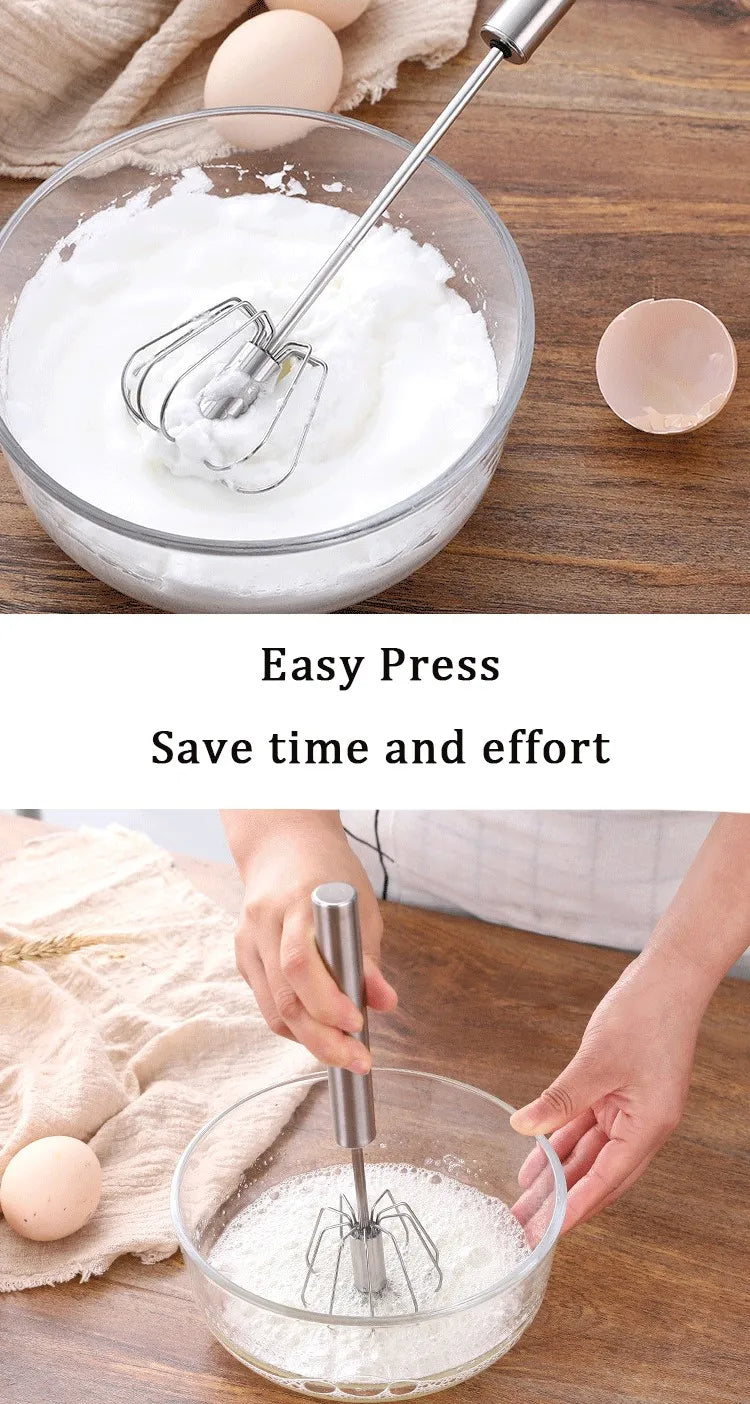 Semi-automatic Egg Beater Egg Whisk Manual Hand Mixer Self Turning Cream Utensils Whisk Manual Mixer Useful Kitchen Gadgets