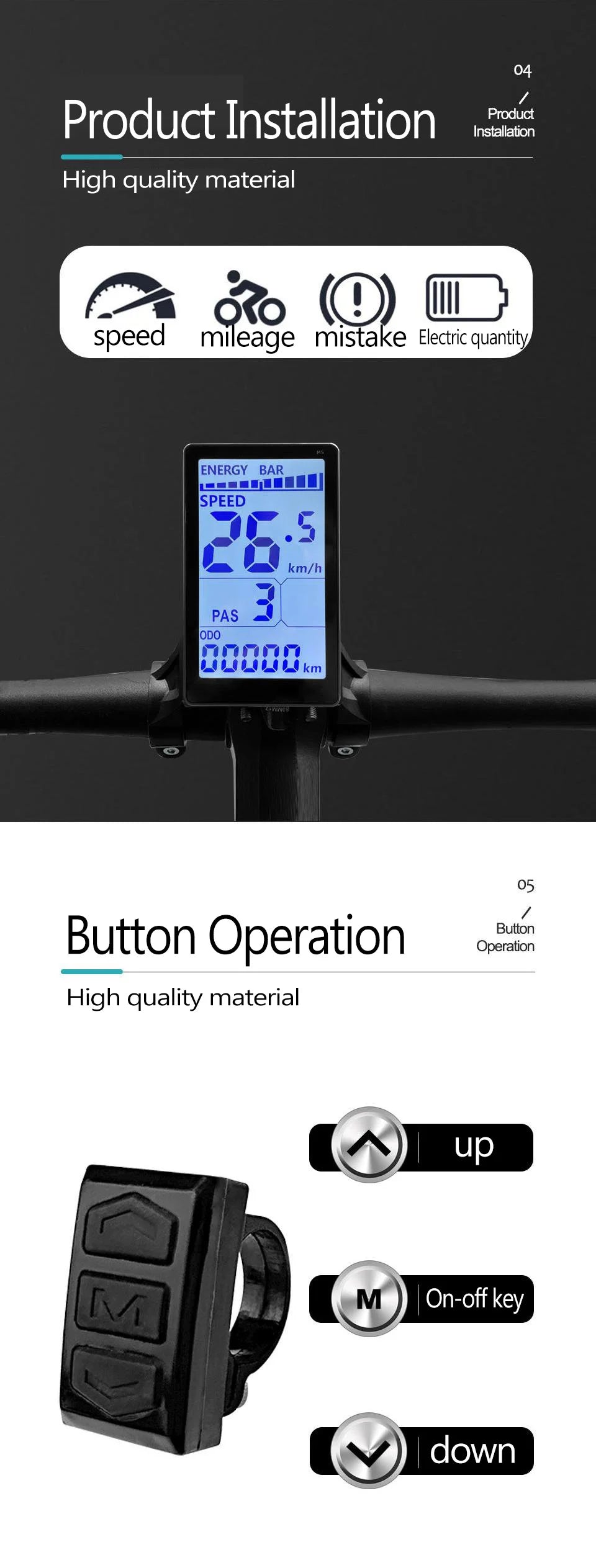 250W-750W Brushless For Electric Bike Controller LCD Panel Scooter EN06 S830 S866 JN Controller 15A 25A WP Plug Square Wave GD06