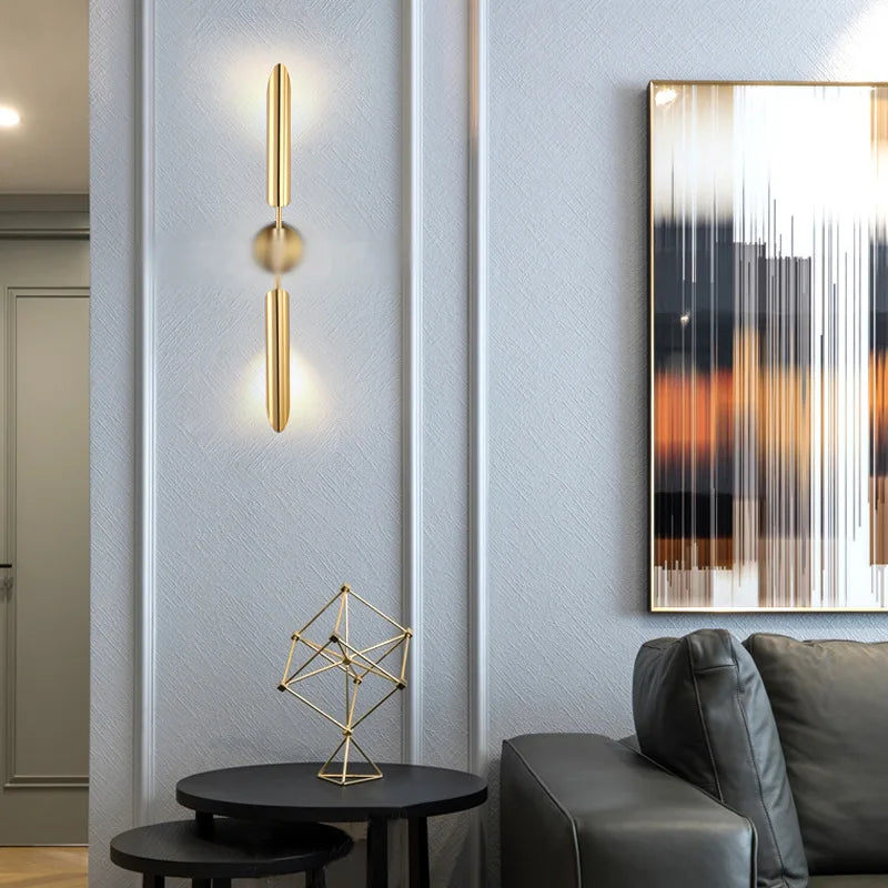 Simple Golden Inclined Tube Porch Living Room Dining  Bedroom Decor Wall Lamp Modern Light Luxury Creative Light Fixtures