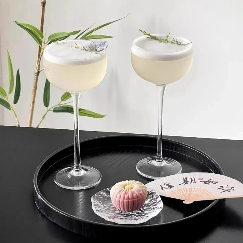Japanese Handmade Cocktail Martini Glasses Slightly Tipsy Wine Glasses Crystal Tower Cups Goblets Tea Wine Glasses