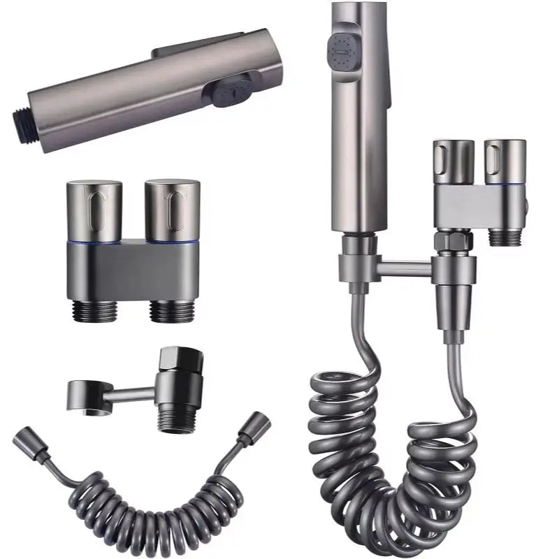 Stainless Steel Hand-held Toilet Spray Double Outlet Angle Valve Shower Valve, Suitable for Bathrooms and Washing Machines