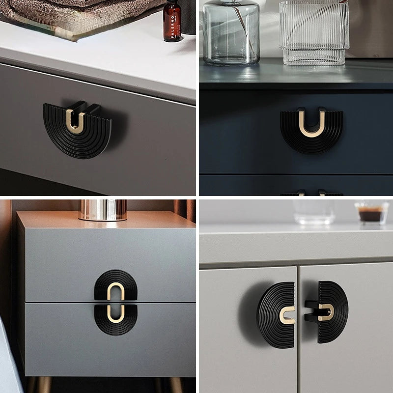 Brass Furniture Handles Modern Light Luxury Semi Circle Pulls Wardrobe Dresser Cupboard Cabinet Drawer Half Moon Knobs