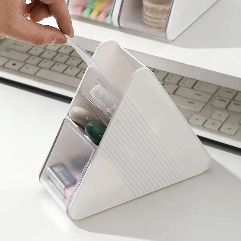 Multi-Compartment Clear Slots Organizer for Home Office, School Study Desk Use, Keeping Writing Instruments Neatly Arranged
