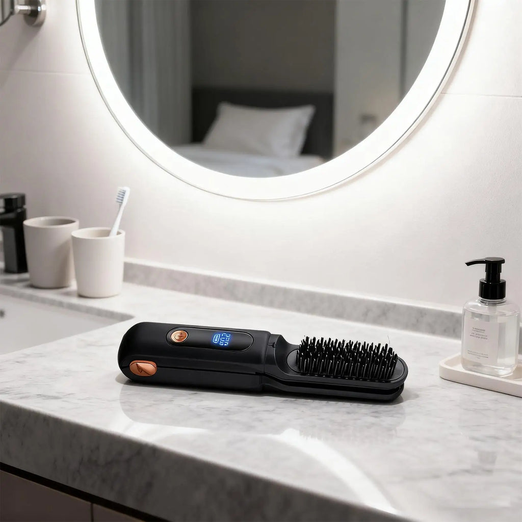 Cordless Hair Straightener 2-in-1 Rechargeable Curler with LED Display 3 Temperature Settings Cordless Straightener for Women