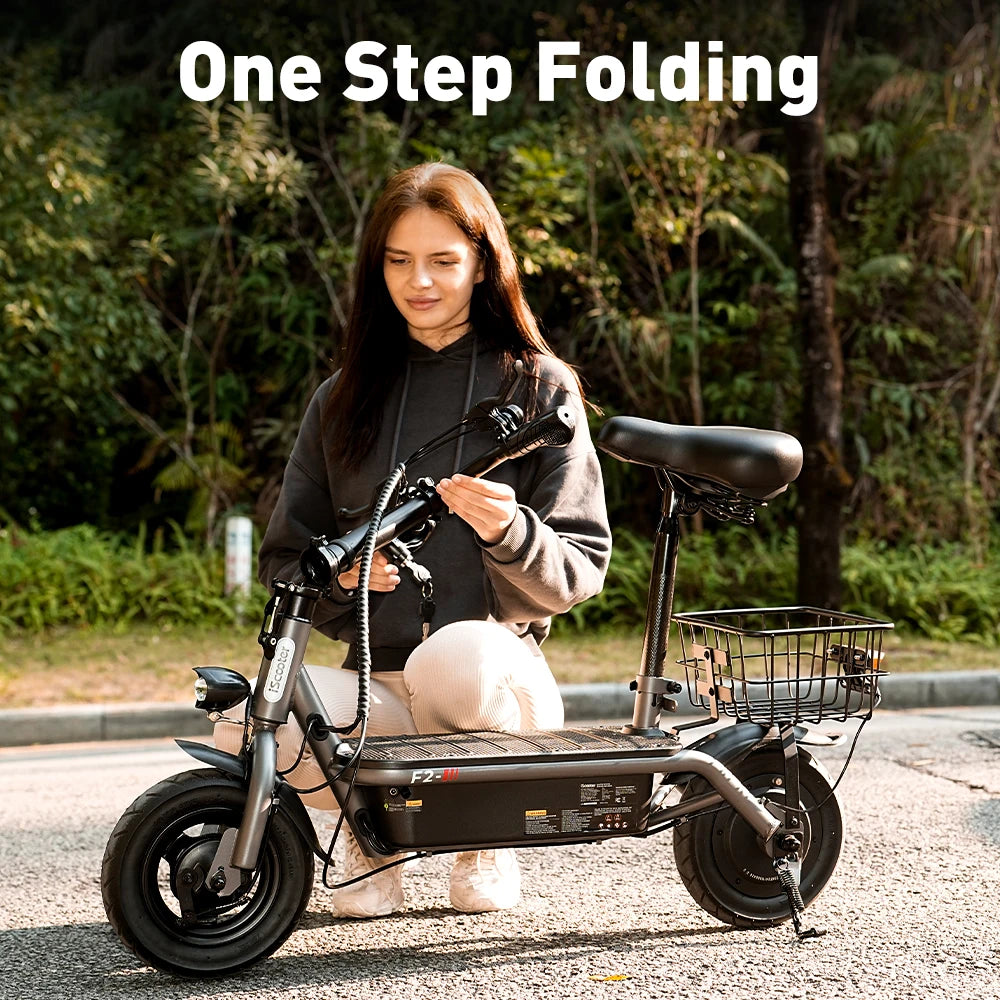 iScooter F2 Electric Scooter 500W Foldable Scooter 7.8Ah Electric Kick Scooter 30km Range 30km/h E-Scooter With Basket Daily