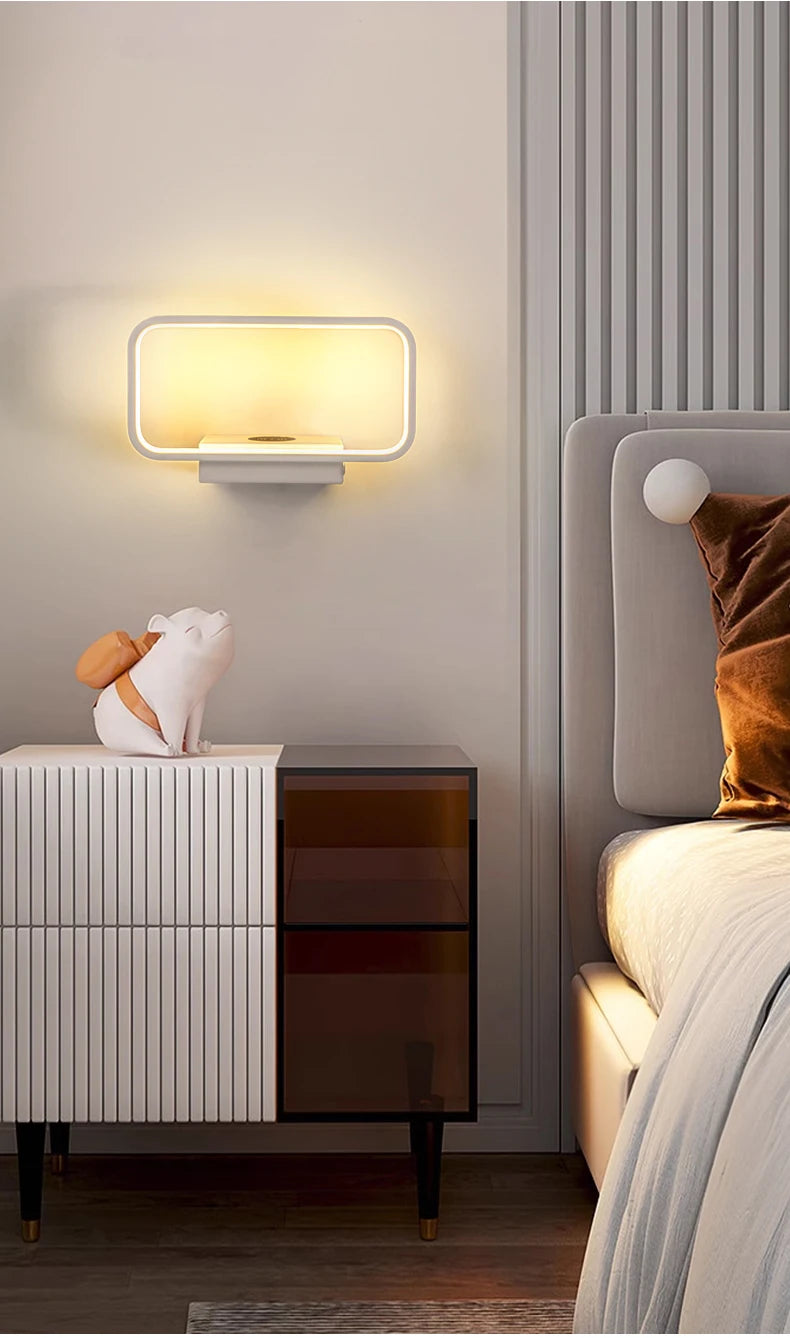 Wall Light Indoor 12W Touch Switch 3 Colors Dimming USB Charge With Wireless LED Wall Lamps For Living Room Bedroom Stair Modern