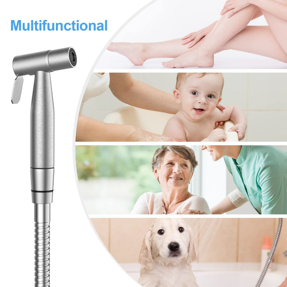 Handheld Bidet Sprayer Set 304 Stainless Steel Spray Gun Shower Handheld Toilet Bidet Faucet Sprayer Shower Nozzle Self Cleaning