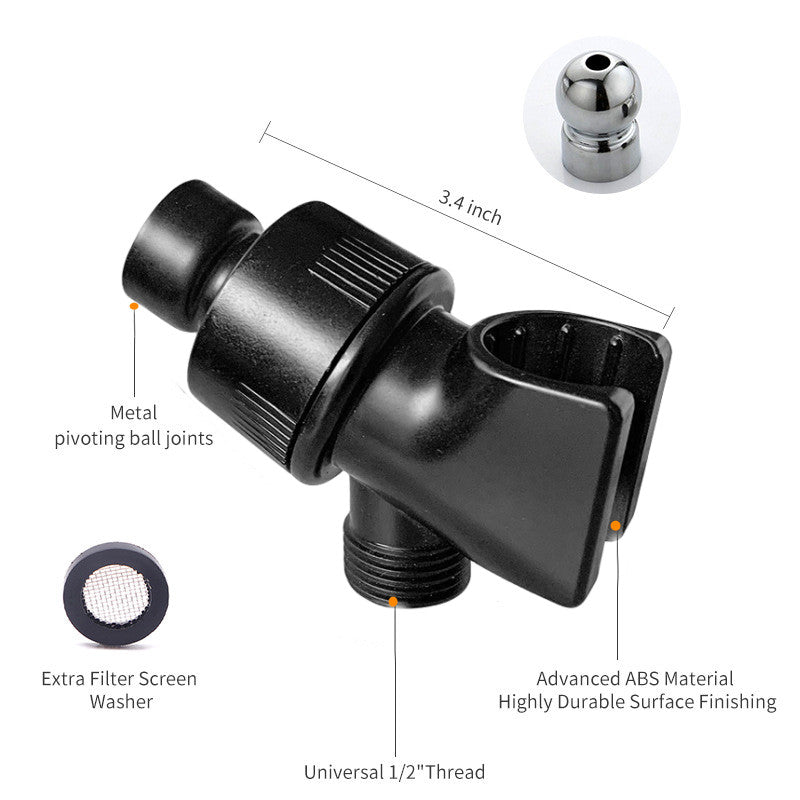 Handheld Shower Head Arm Holder G1/2″ Three-Way Adjustable Bracket With Swivel Ball Universal Mount Diverter Bathroom Accessory