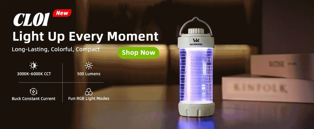 Wurkkos CL01 Camping Lantern 550LM Rechargeable LED Flashlight Waterproof EDC Work Light RGB Torch Power Bank Mini Magnetic Lamp