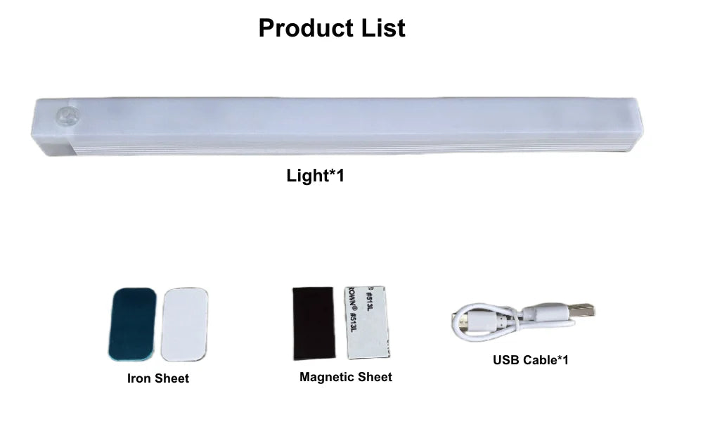 LED Motion Sensor Light Night Light Wireless USB Under Cabinet Light For Kitchen Cabinet Bedroom Wardrobe Sensor Indoor Lighting