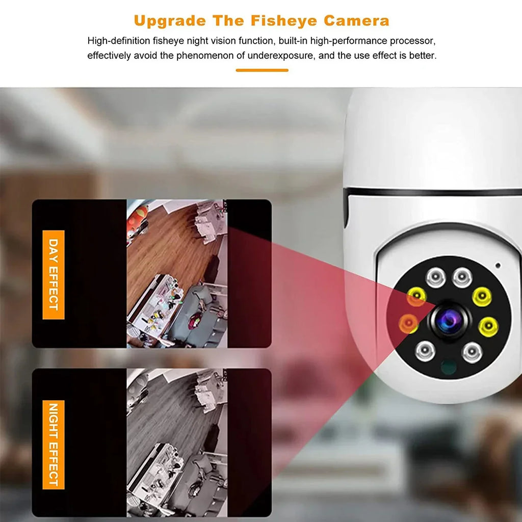 WiFi Security Camera E27 Bulb 8MP Wireless Baby Monitor AI Tracking Video Surveillance Pet Cameras Color Night Vision Indoor Cam