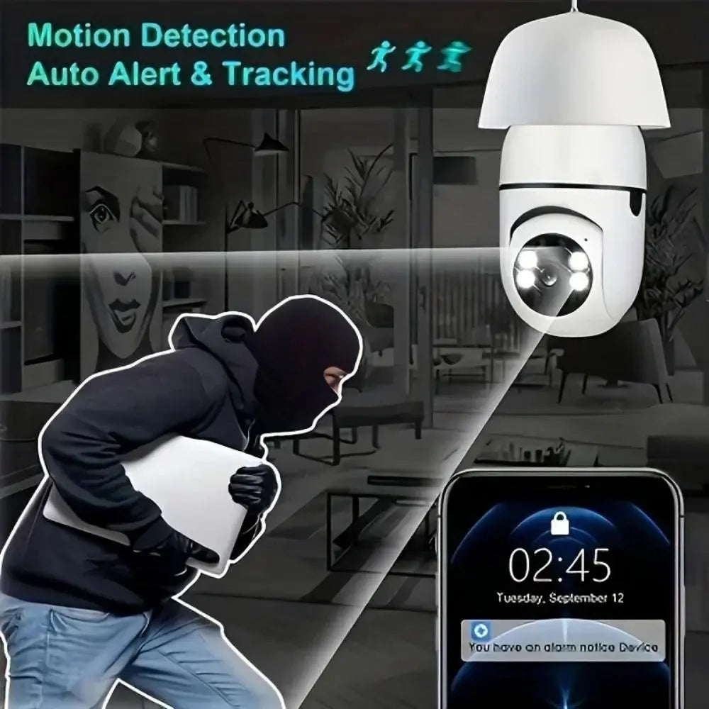 360 Degree Light Bulb Security Camera Full Color Night Vision 5GHz WiFi Surveillance Camera Automatic Human Tracking