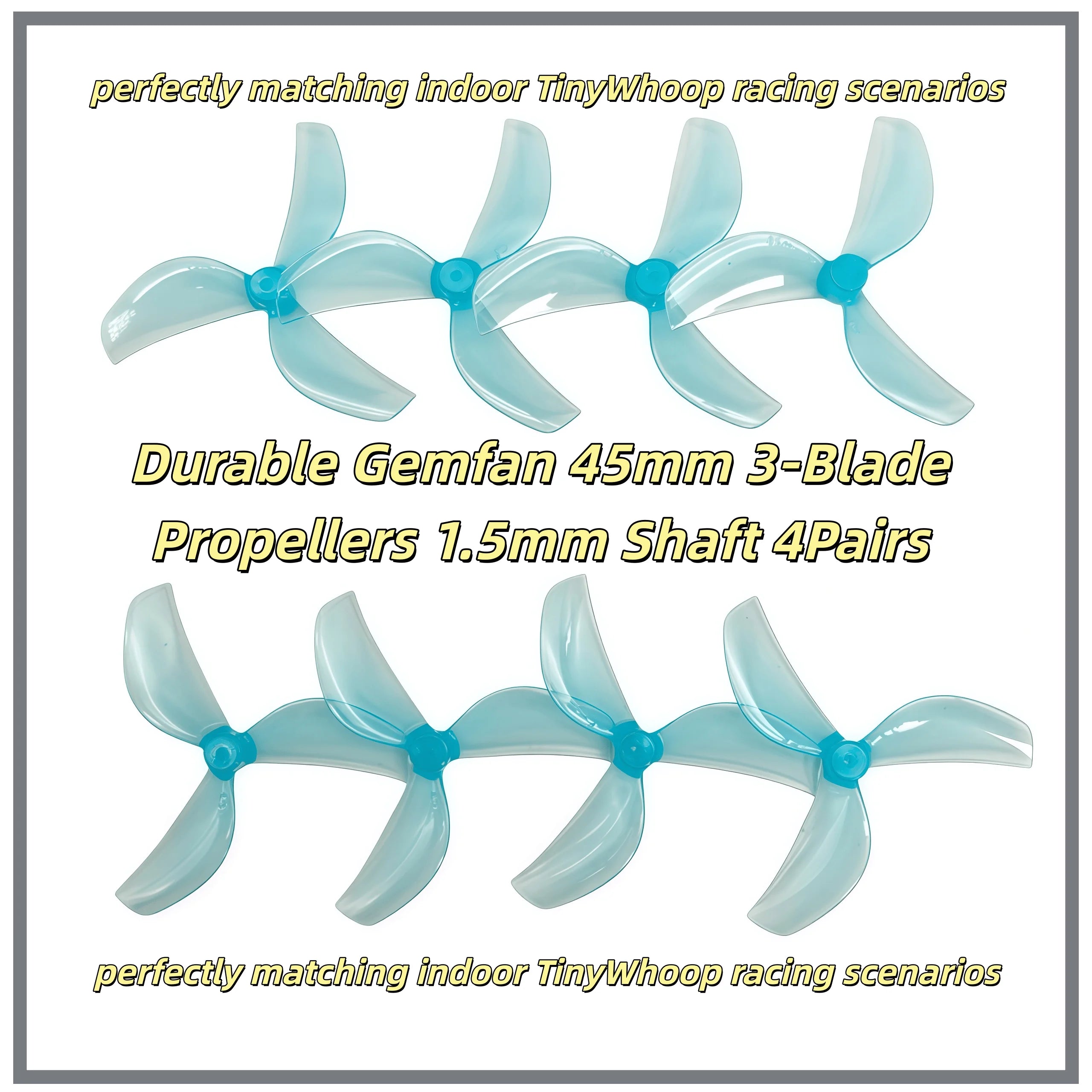 Gemfan 45mm 2/3-Blade Propellers 1.5mm Shaft High Thrust PC Props 4Pairs for 1S Micro Whoop Toothpick Drone Meteor75 Pro