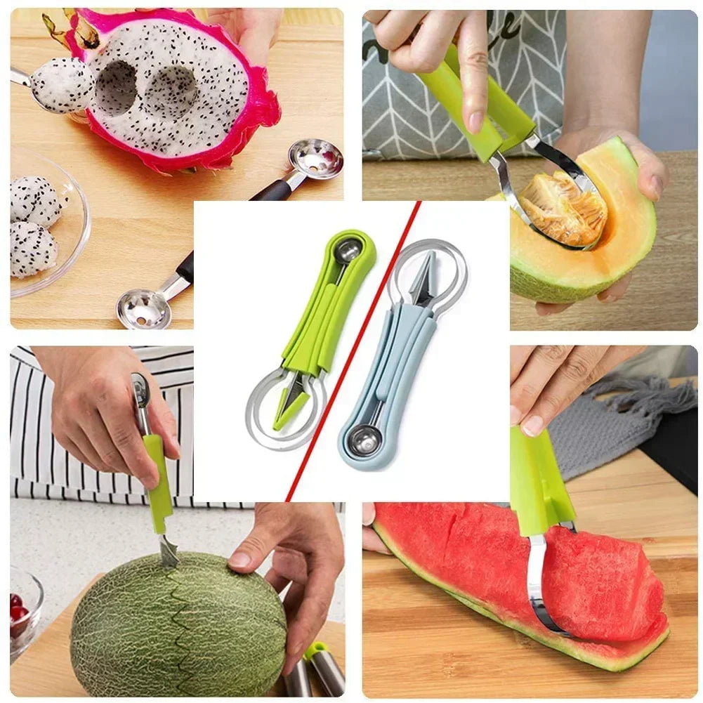 4 in 1 Melon Cutter Scoop Fruit Carving Knife Fruit Cutter Dig Pulp Separator Kitchen Gadgets Acces