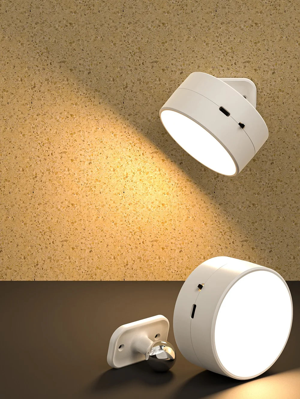 Modern Magnetic Wall Lights LED Wall Lamp 360° Rotation Wall Mounted Lights with Remote RGB Rechargeable Wall Sconce Room Decor