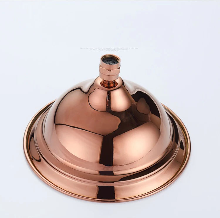 8 Inch Round Ceramic Handle Shower Head Bathroom Solid Brass Copper Rain Shower Head Waterall Hand Shower