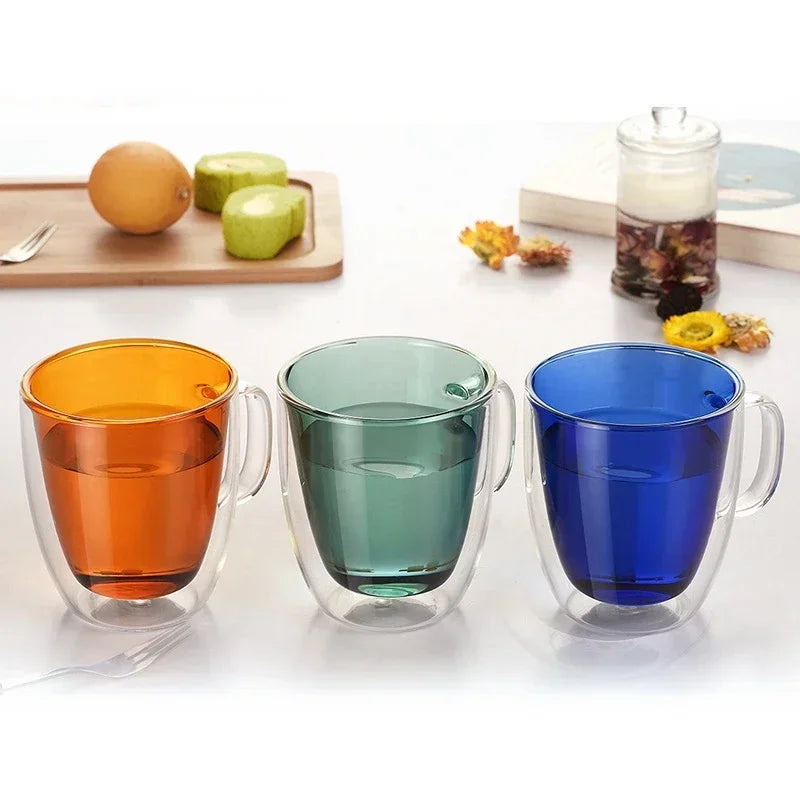 Whiskey Beer Glasses, Multi-color Wine Glass, Tea Cup, Coffee Cups, Cocktail Holder Mug, Double Wall Mugs, Wineglass for Vodka