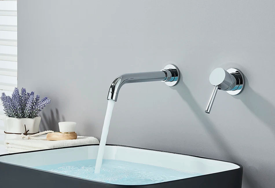 Brushed Gold/Black Basin Faucet Concealed Wall Mounted For Bathroom Faucets Bath Basin Sink Tap Bathtub Hot And Cold Water Mixer