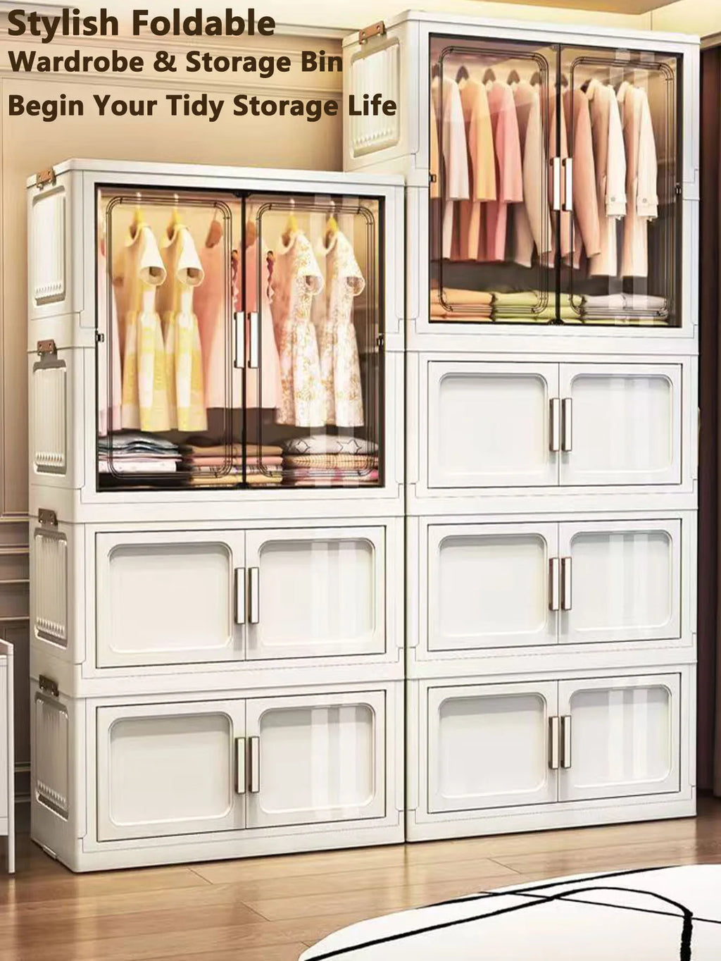 Folding Storage Cabinet Wall Mounted Foldable Locker Compact Organizer for Home Office Space Saving Design