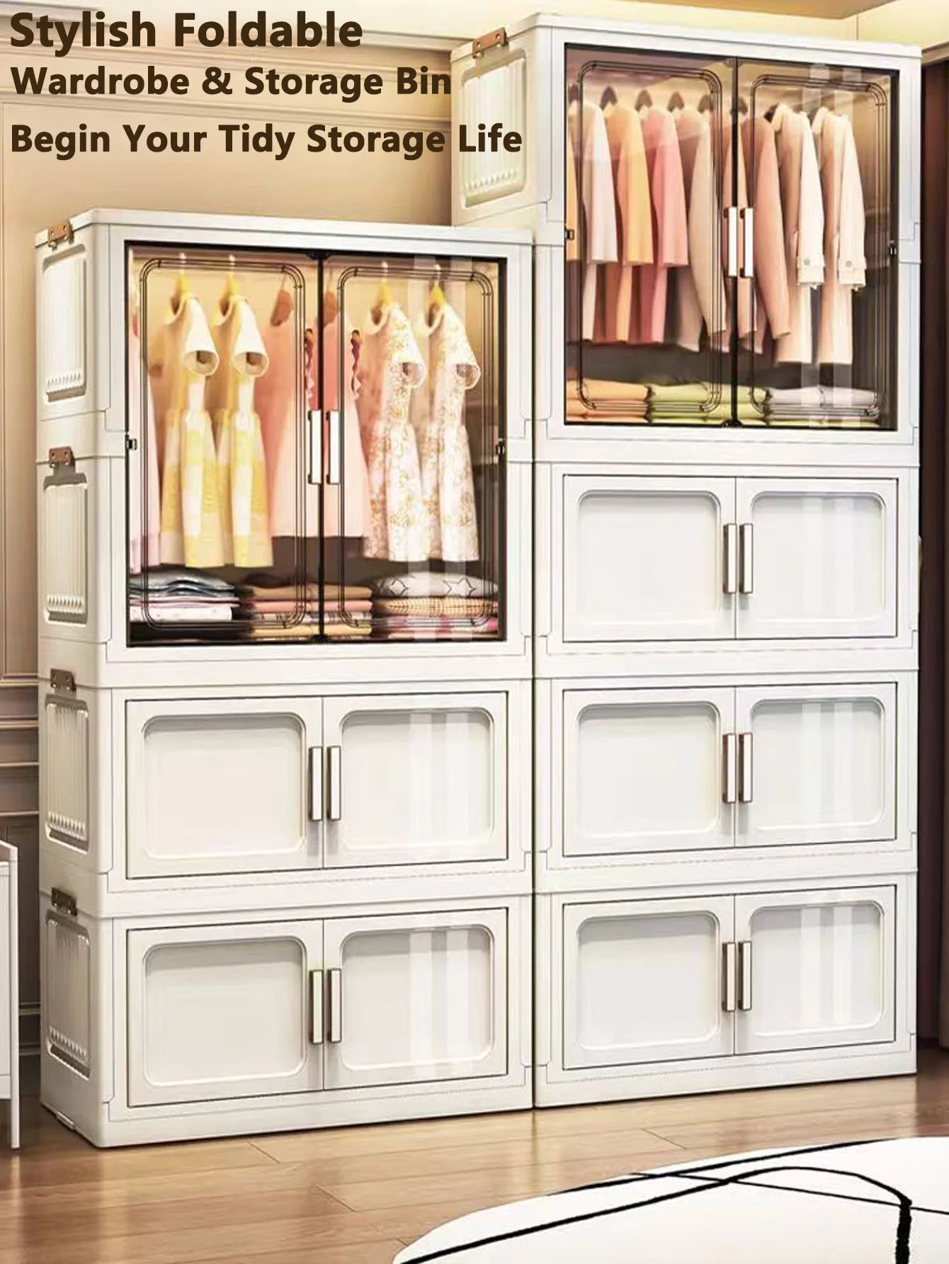 Folding Storage Cabinet Wall Mounted Foldable Locker Compact Organizer for Home Office Space Saving Design