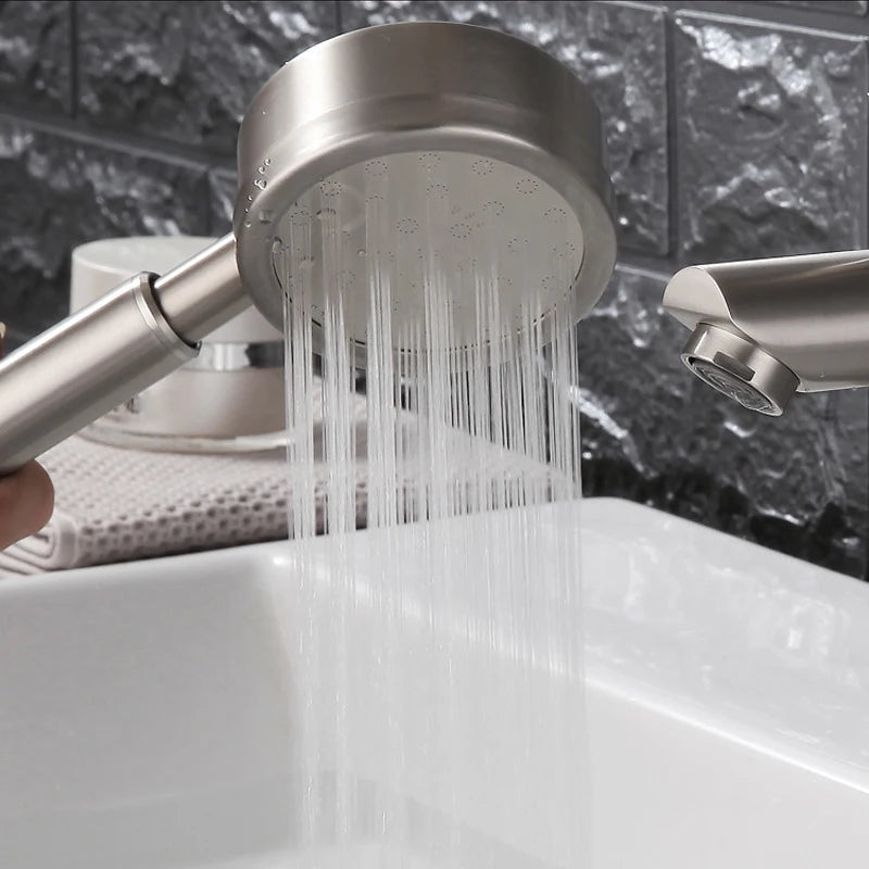 Bathroom Basin Faucet Stainless Steel Single Handle Sink Faucets Cold and Hot Water Mixer Bathtub Tap with Shower Set