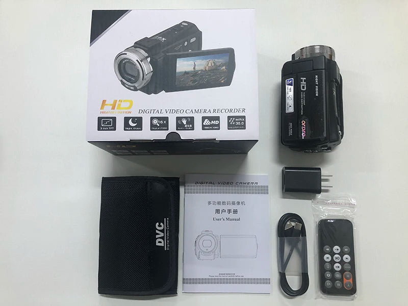 Video Camera Full HD 1080P Digital Camcorder Ordro V12 Infrared Night Vision Home Use Camara for Youtuber Beginner Vlogging