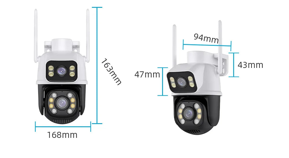 Wifi Surveillance Cameras 4K Waterproof Outdoor Wireless Security Camera Dual Lens Security-Protection ICsee IP Camera AI Track