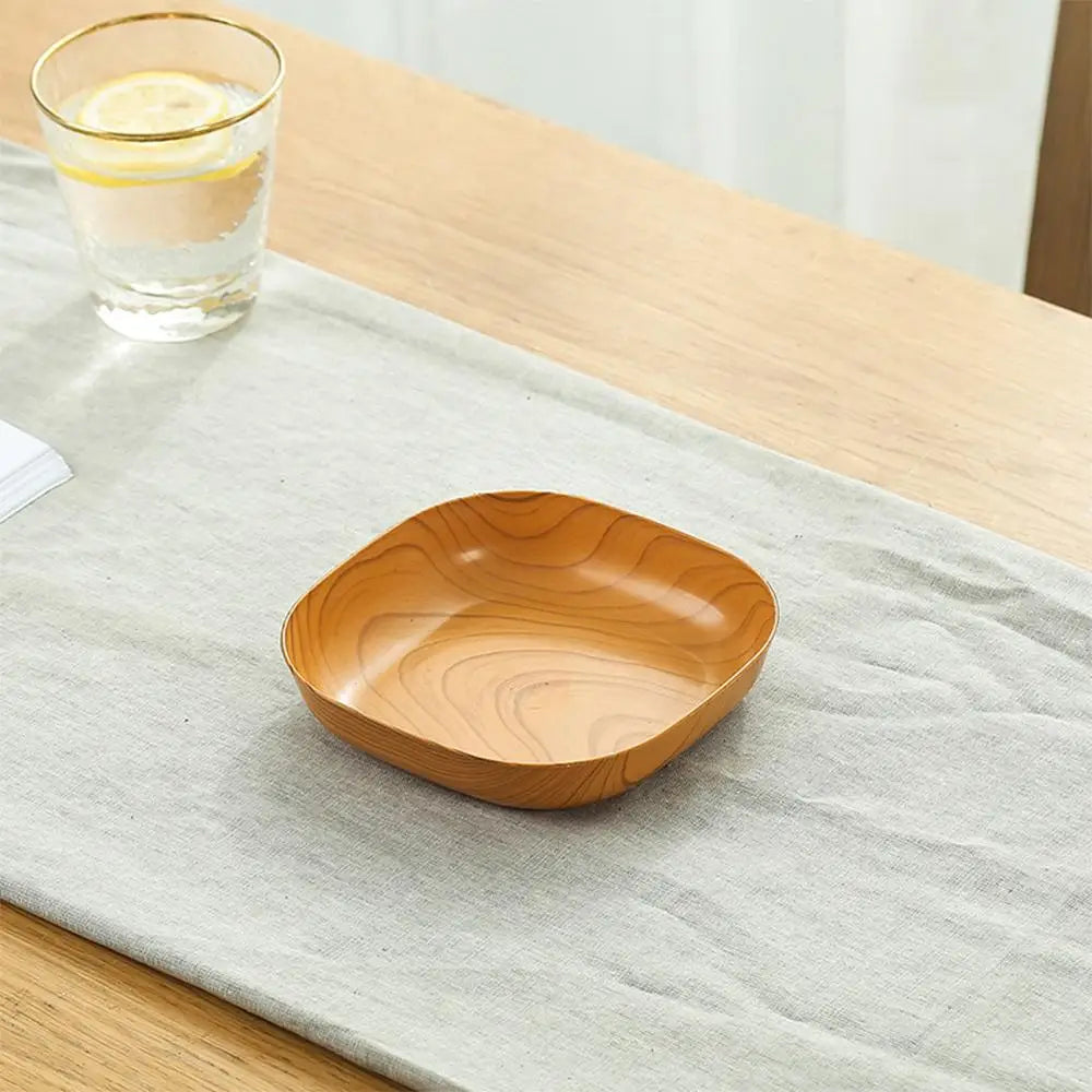 1/10/20Pcs Dish Kitchen Wood Grain Plastic Square Plate Dried Fruit Fruit Cake Snack Plates Snack Tableware Bowl Dish Dinnerware