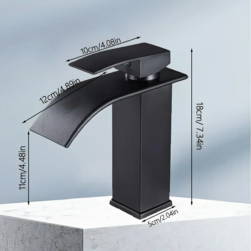 Washbasin Hot and Cold Faucet,Water Saving Design Suitable for Most Sinking Faucets Tube Black Waterfall Household Bathroom