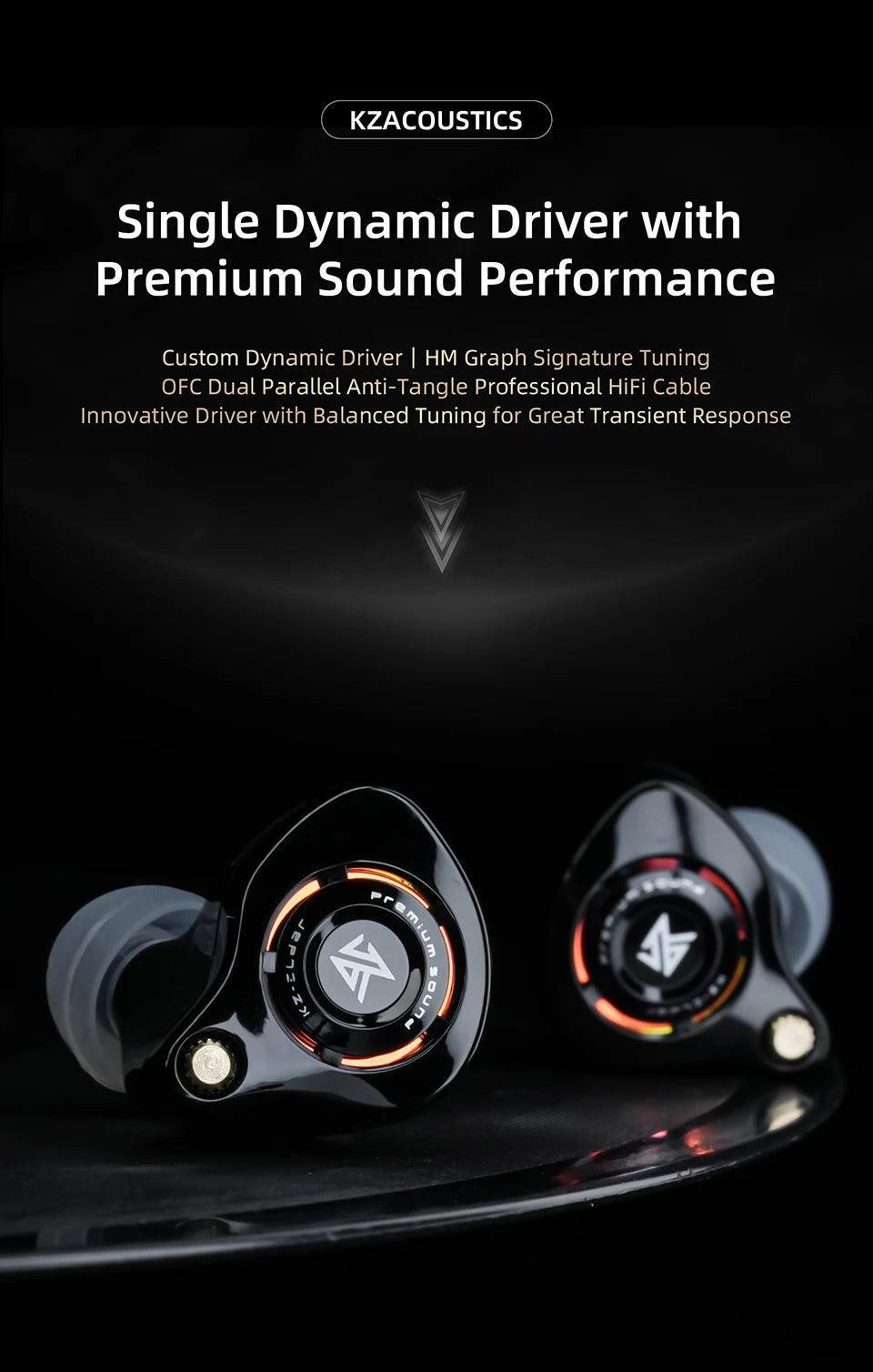 KZ Eldar 1DD In-Ear Monitor, Custom Dynamic Driver, Balanced Sound Fast Transient, HiFi Earphone