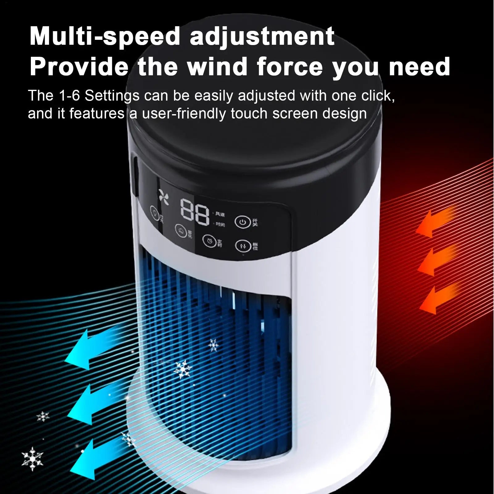 Portable Air Conditioners Evaporative Air Cooler Portable Ac 6 Speeds Adjustable Cooling Fan Quiet Humidifier for Studio Kitchen