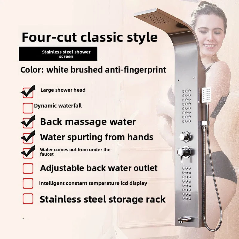 Shower screen shower set, bathroom wall-mounted household bathroom constant temperature all-copper rain nozzle