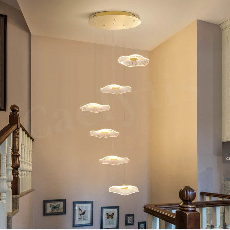 Modern LED Stair Chandeliers For Living Room Dining Room Pendant Lights Home Decoration Indoor Lamps  Hanging Lighting Fixtures