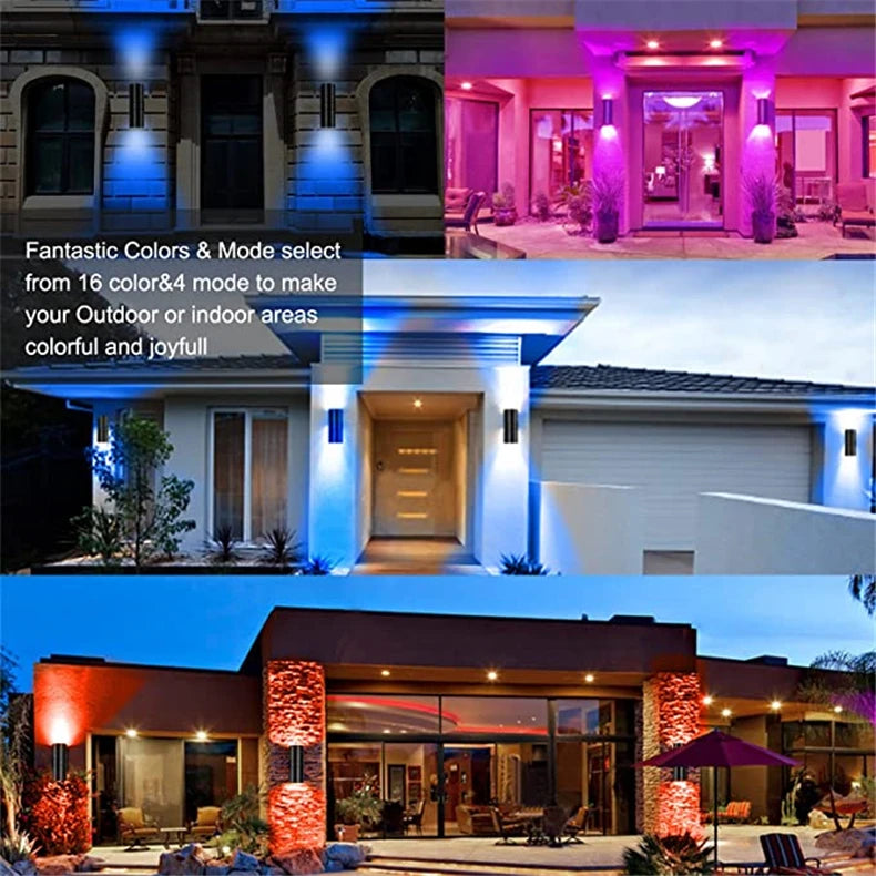 Tuya Smart LED Wall Light Up and Down RGB CCT Outdoor Bluetooth/WIFI APP Control GU10 Bulb Exterior Garden Porch Sconces Lamp