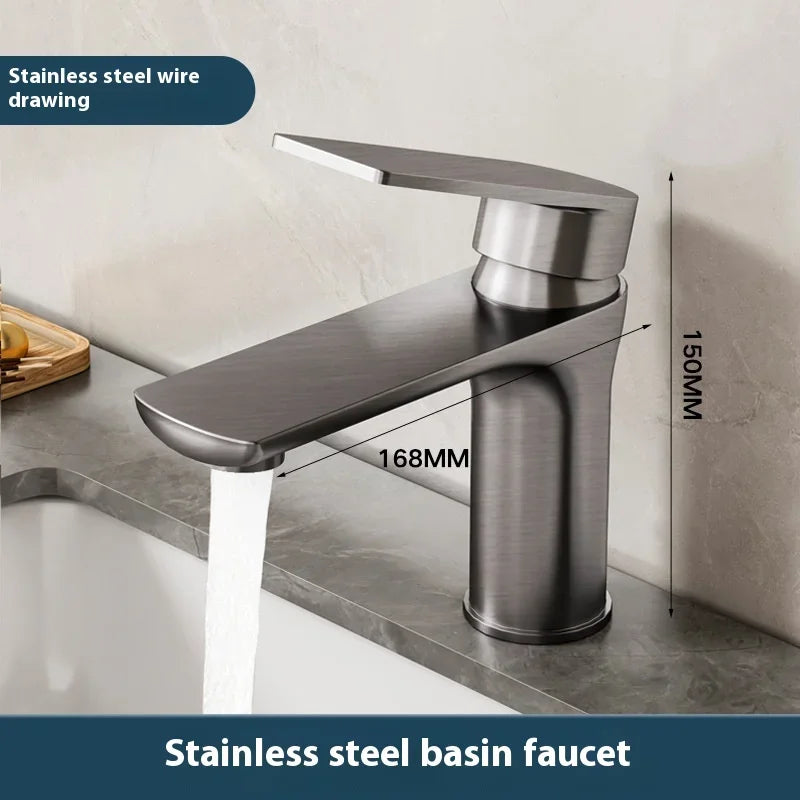Home  Bathroom Wash Basin Faucet With Gray Stainless Steel Sink Water Hot And Cold Gun Home Kitchen Bidet Cabinet Mixer