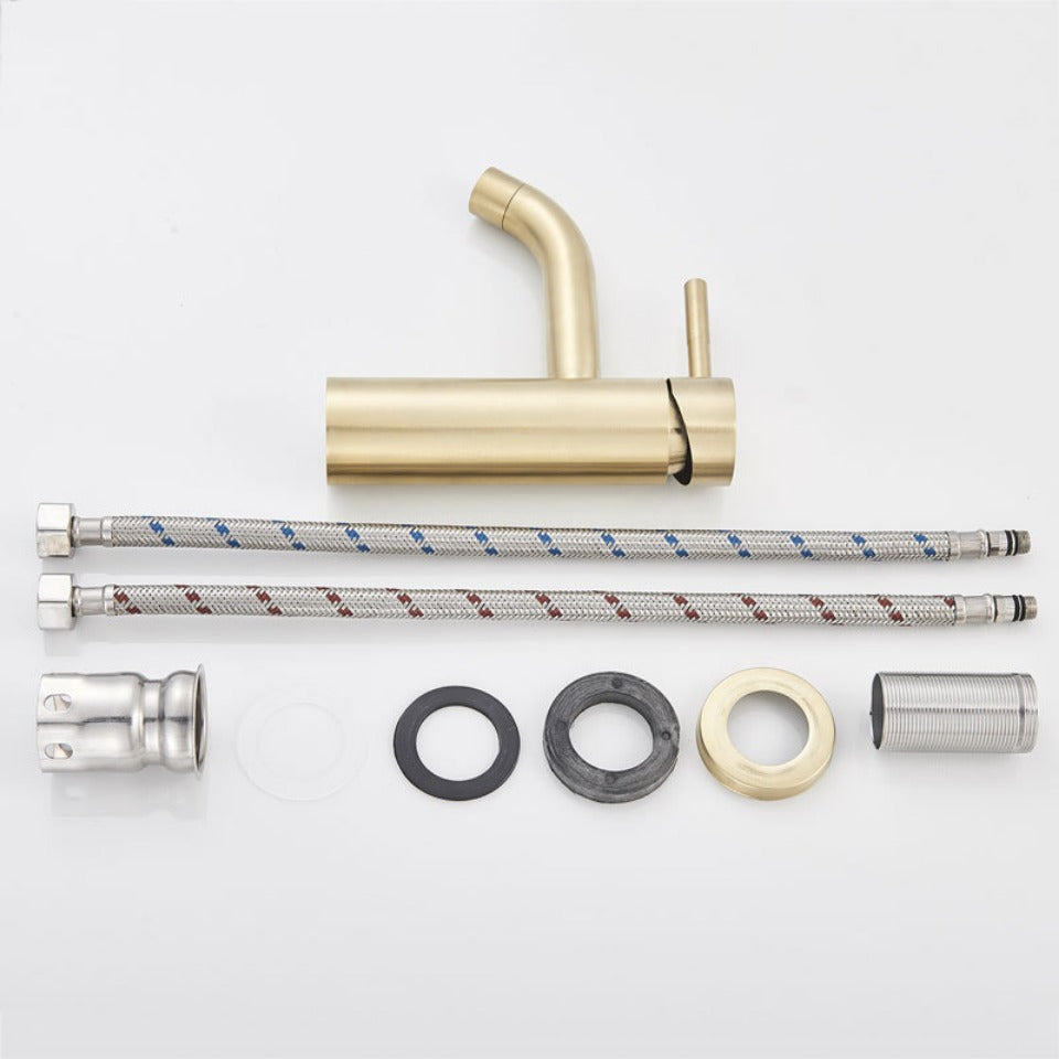 Brushed Gold Bathroom Faucet Modern Lavatory Vanity Sink Faucet Deck Mounted Mixer Toilet Basin Faucets Hot Cold Water Mixer