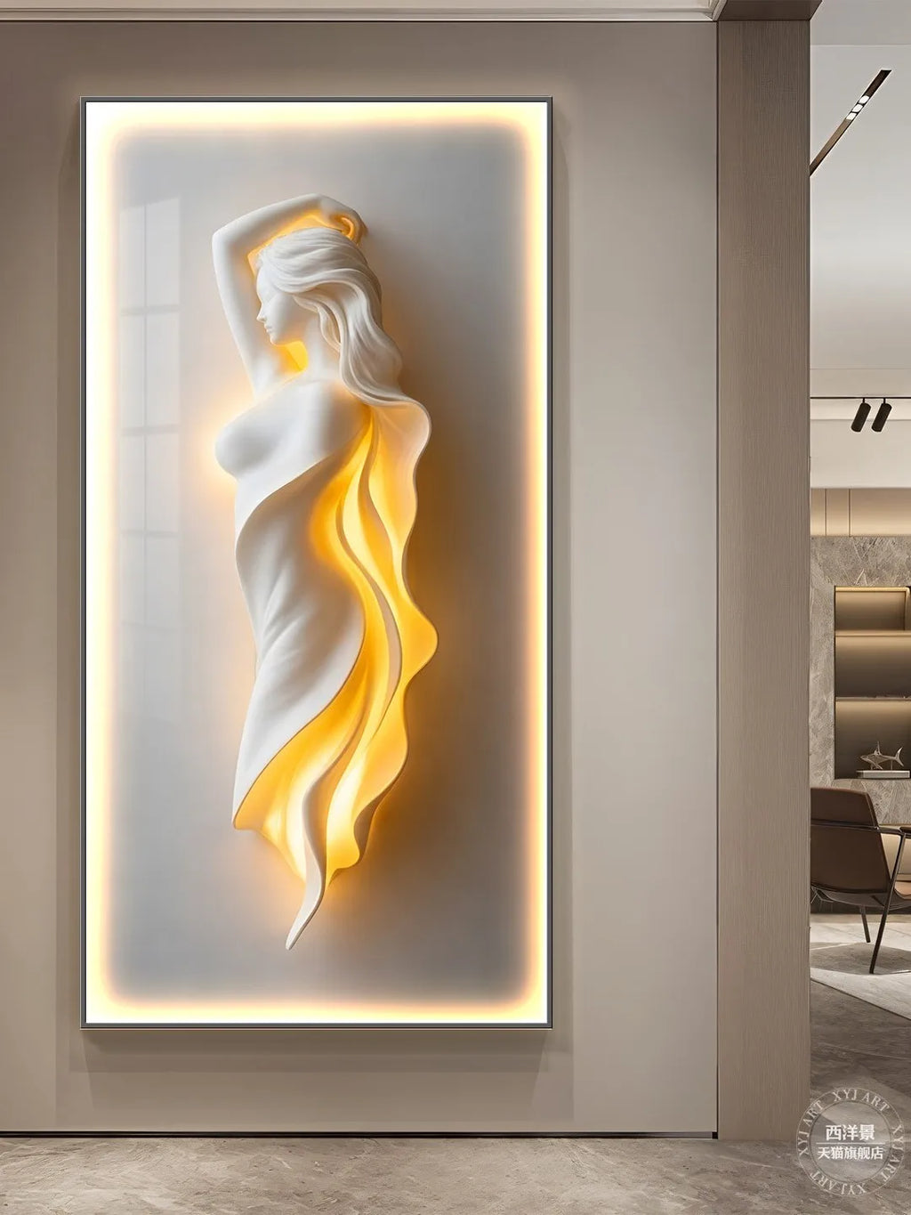 Modern Light Luxury Entrance Decoration Painting Simple Abstract Corridor Hanging Painting High-end Relief Wall Lamp Painting