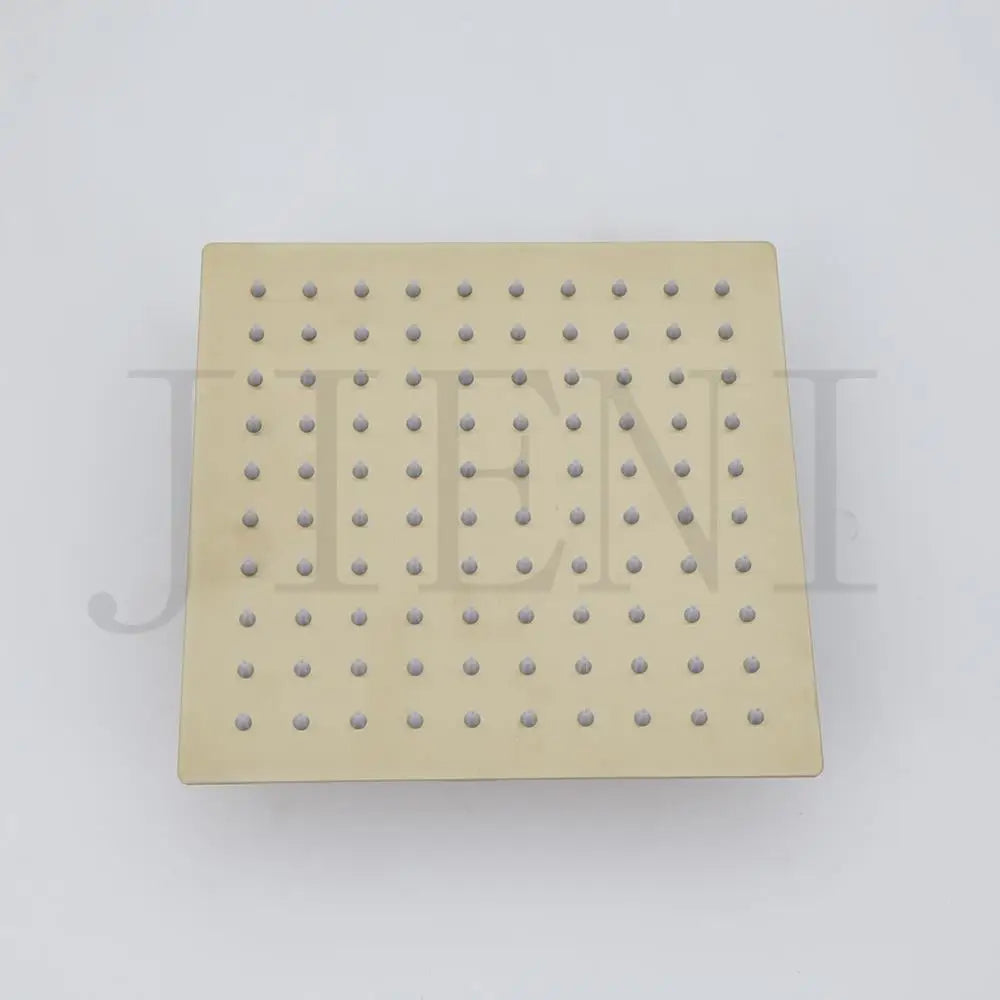JIENI 8 Inch Brushed Gold Rainfall Shower Faucet Sets Wall Mounted Bathroom Round & Square Head 2 Handles Control Mixer Shower