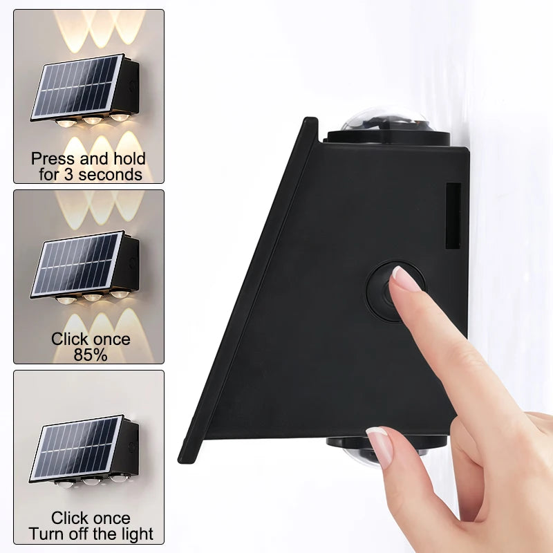 Modern Minimalist Solar Wall Light 4/6/8 LED Outdoor Waterproof Ip65 Garden Hallway Balcony Up and Down Light Wall Light