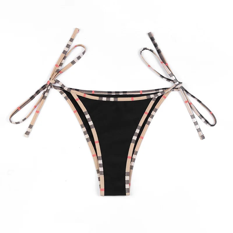 Check Bikini Sets Luxury Designer Brand Classic Print Swimsuit Two-piece Fashion Sexy Beach Swimwear 2024 Summer Women Clothing