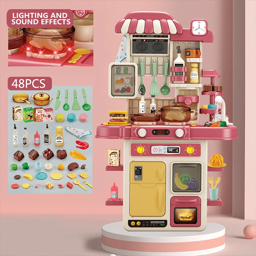 Children Kitchen Play Set Simulated Food Cooking Tableware Kitchenware Kit Kids Role Play House Game Toy Birthday Gift for Girl