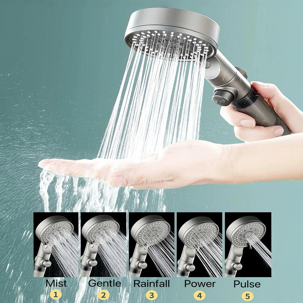 Pressurize Shower Head Durable Stainless Steel Showerhead Set Adjustable Water Pressure Shower Faucet Bathroom Accessories