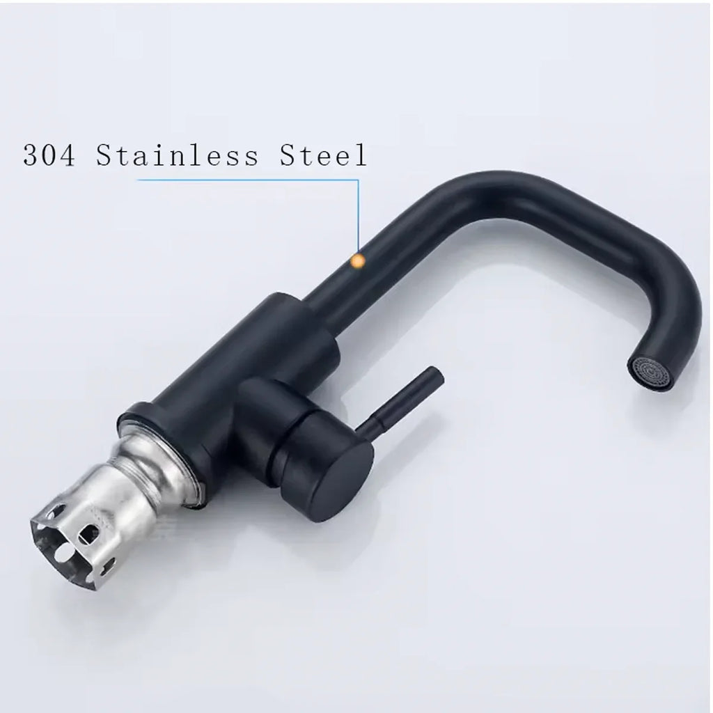 Bathroom Basin Faucet 304 Stainless Steel Hot Cold Wash Mixer Crane Tap 360 Rotation Sink Faucets Single Lever Tap For Bathroom