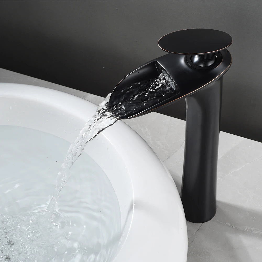 Basin Faucets Modern White Bathroom Faucet Waterfall faucets Single Hole Cold and Hot Water Tap Basin Faucet Mixer Taps 855924